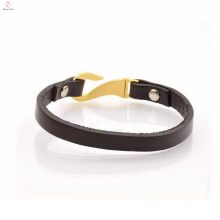 Custom Soft Leather Strap Bracelet Gold Plated Clasp